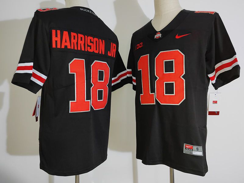 Men Ohio State Buckeyes #18 Harrison jr Black Nike 2025 NCAA Jersey->ncaa teams->NCAA Jersey